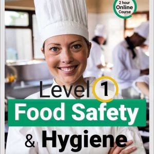 Smiling female chef in a professional kitchen, representing the Level 1 Food Hygiene Course, emphasising basic food safety practices and hygiene standards.